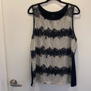 Loft Black and White Sequin Tank Top New with Tags